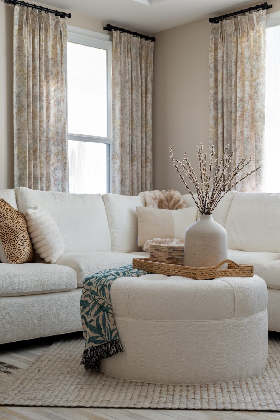 Living Room Interior Design White Beige